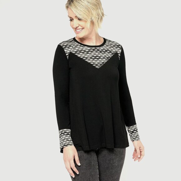 LOGO by Lori Goldstein Mix Media Top with Scoop Neck Black Size 3X A611255 - Picture 1 of 1